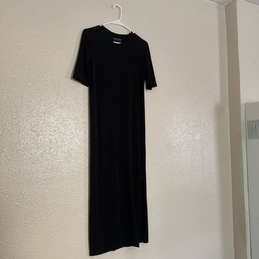 Another Tomorrow Black Elbow Sleeve Midi Dress - Picture 7 of 8